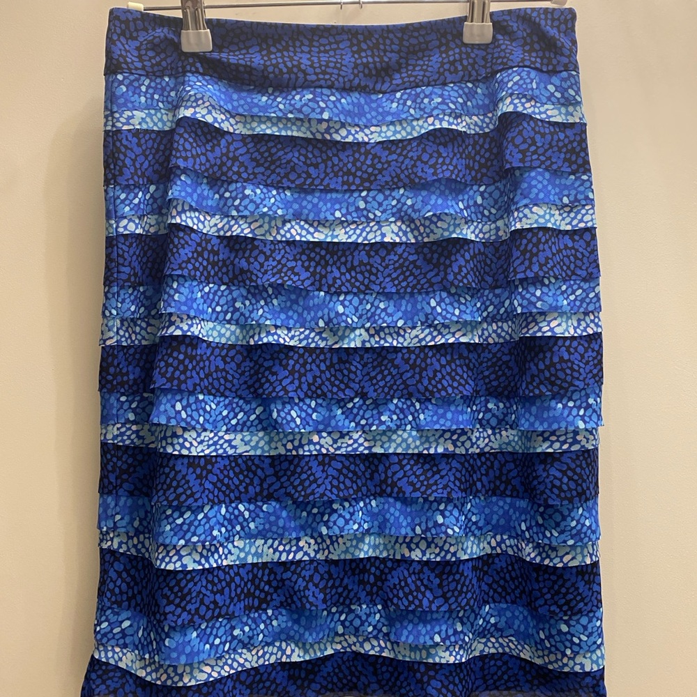 White House Black Market Blue Sequin Pencil Skirt